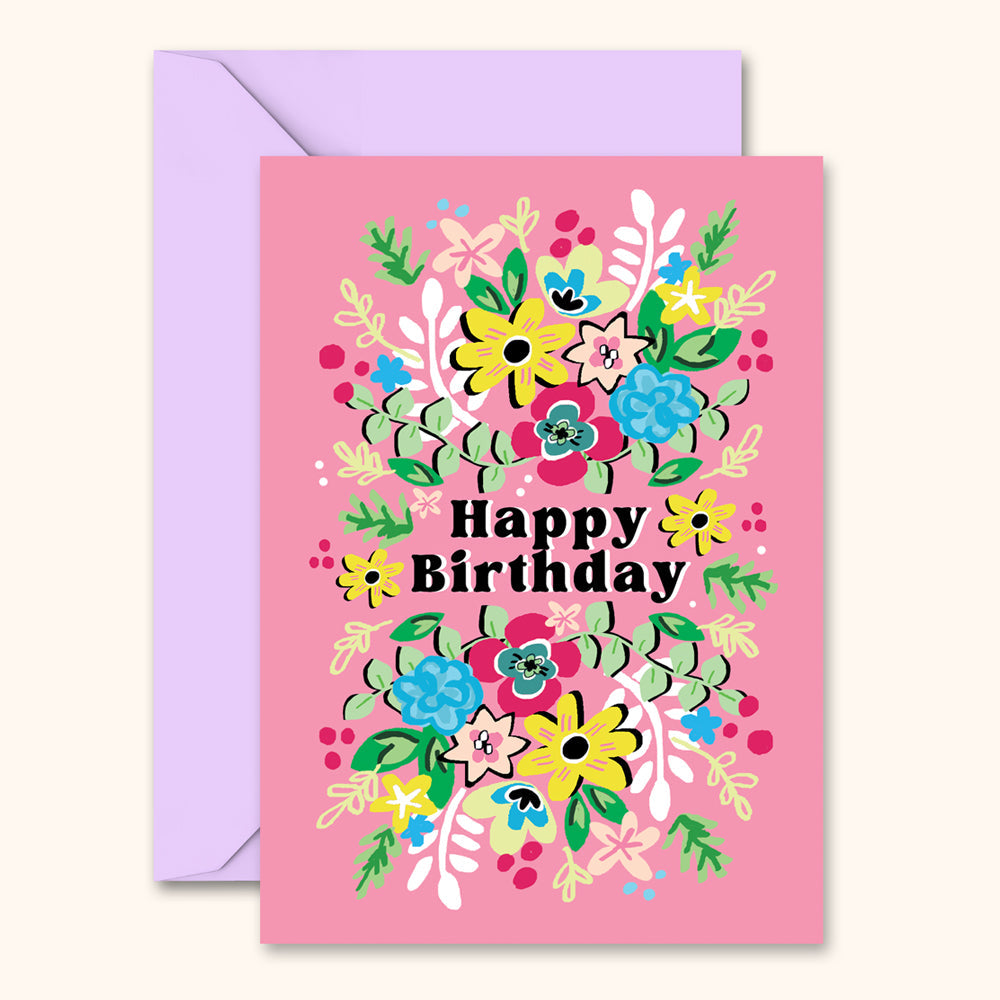 Birthday Card - Colourful Floral Pattern | Wholesale