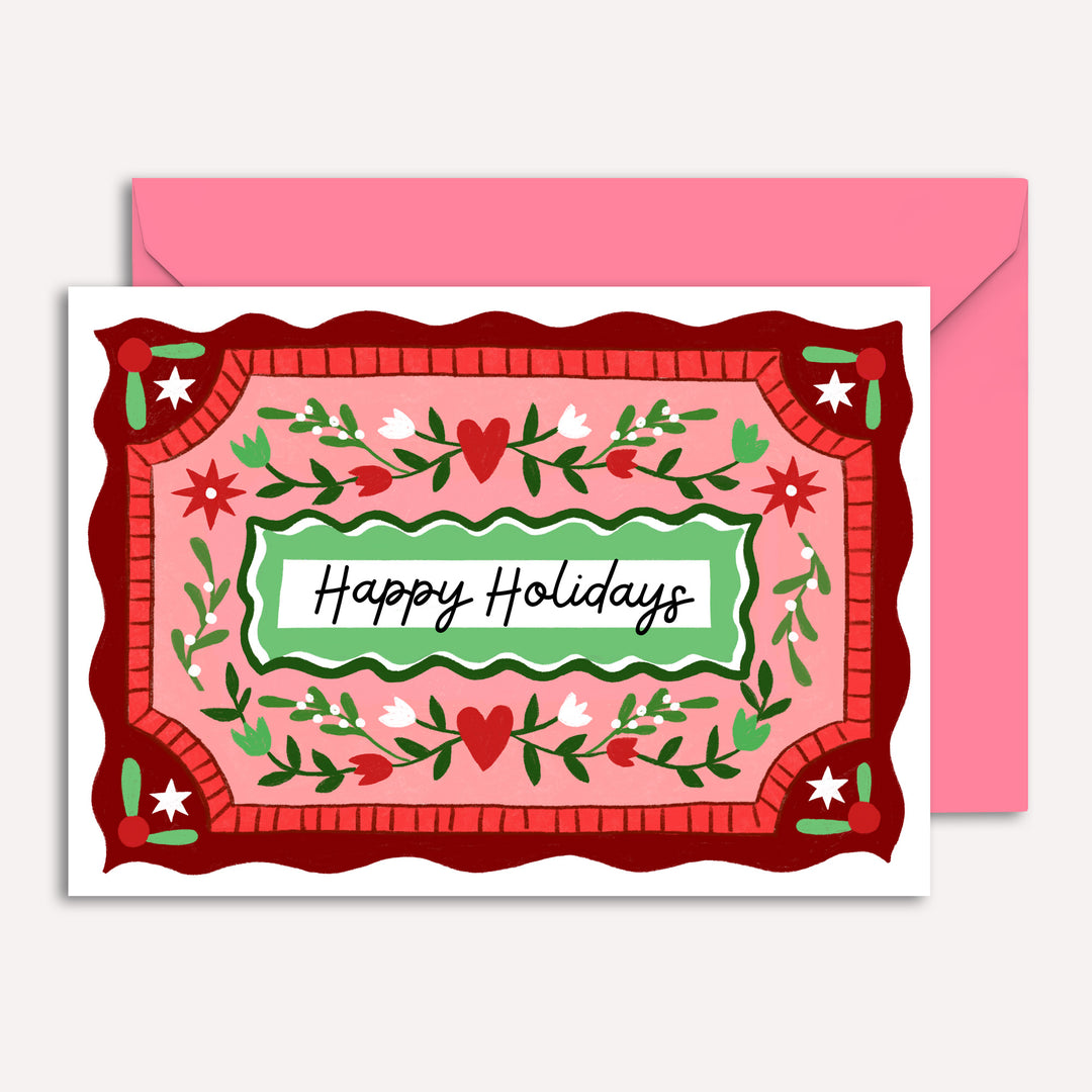 Christmas Card with Vintage Heart Illustration | Wholesale