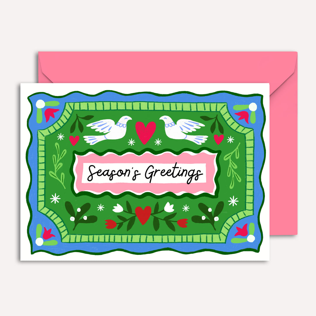 Christmas Card with Vintage Dove Illustration | Wholesale