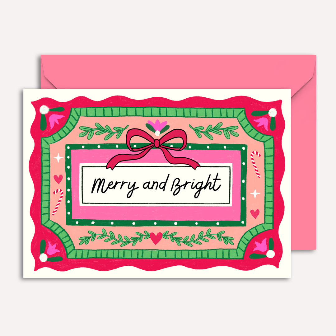 Christmas Card with Vintage Illustration Bow | Wholesale