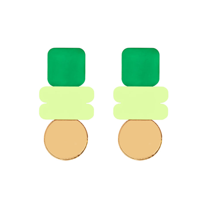Lola Earrings - Green and Gold