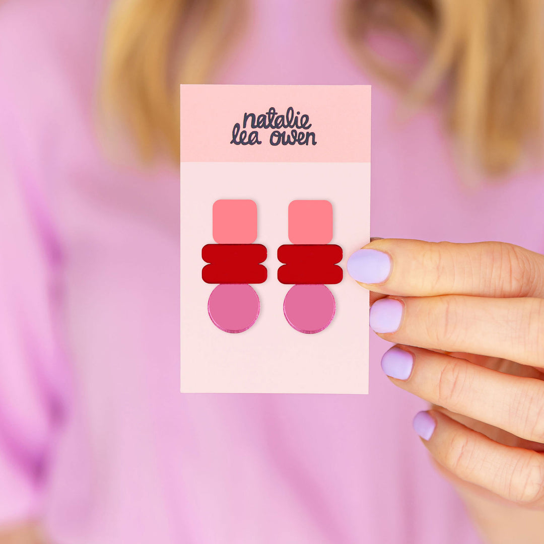 Lola Earrings - Pink and Red