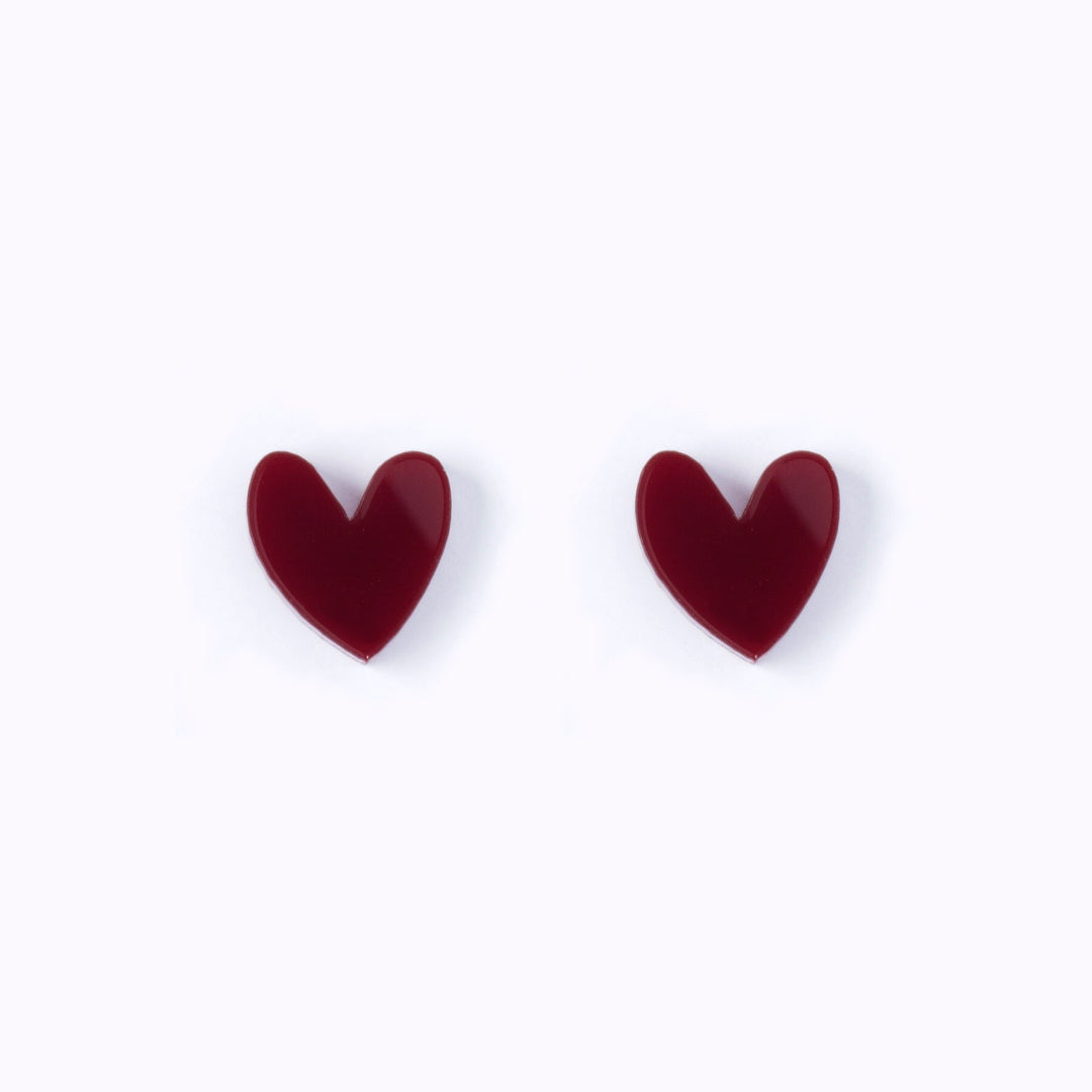 Maroon Heart Earrings
