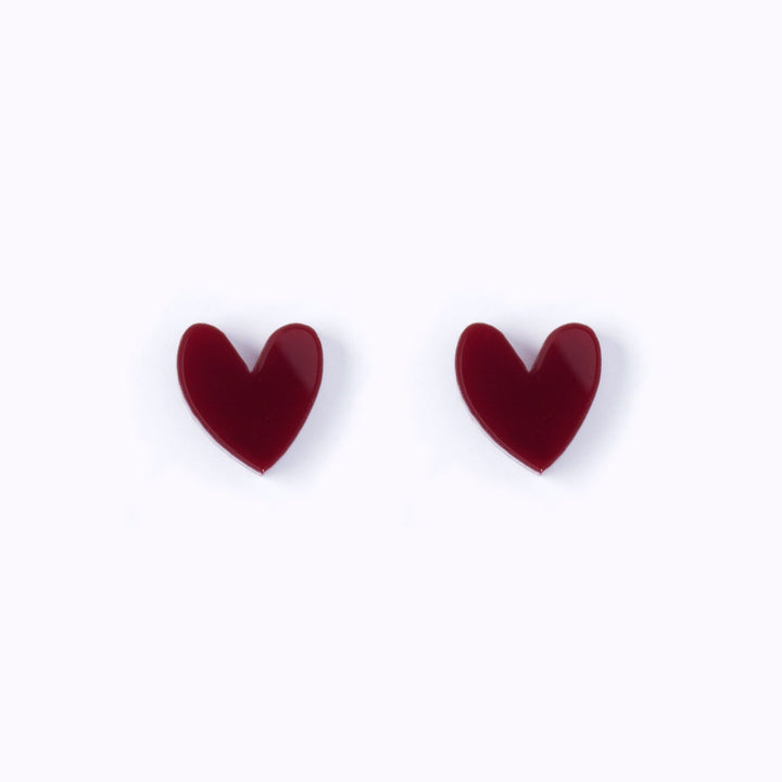 Maroon Heart Earrings