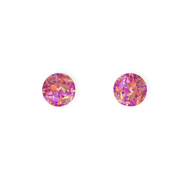 Mini Stud Earrings in Purple Sparkle