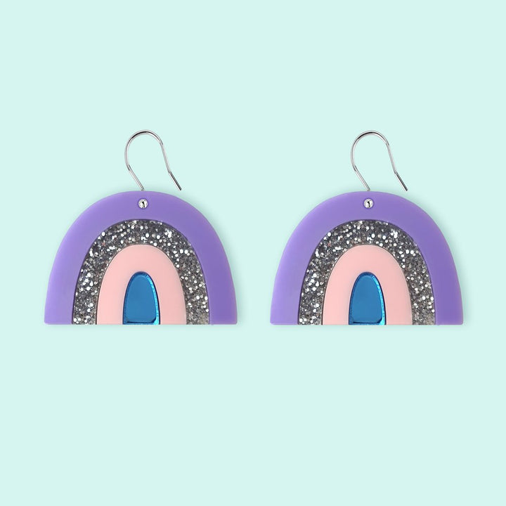 Large Rainbow Earrings in Lilac