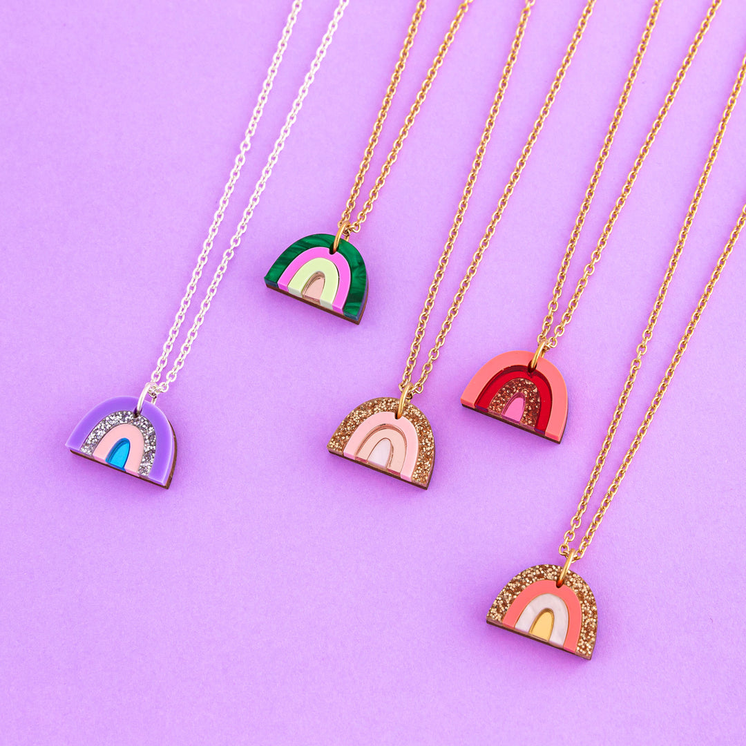 Rainbow Necklace in Rose Gold