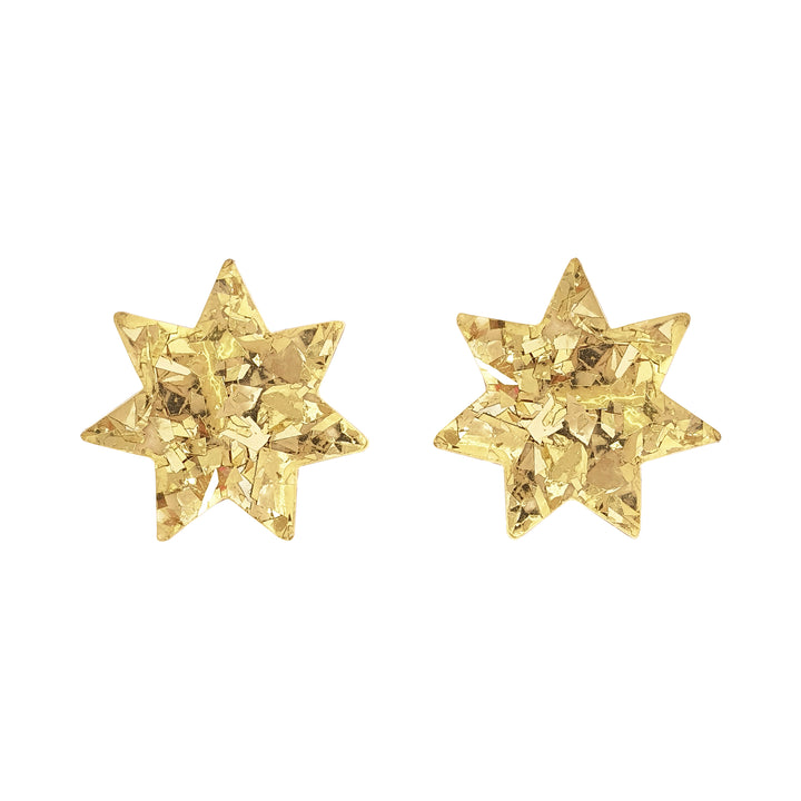 Star Stud Earrings Gold Sparkle