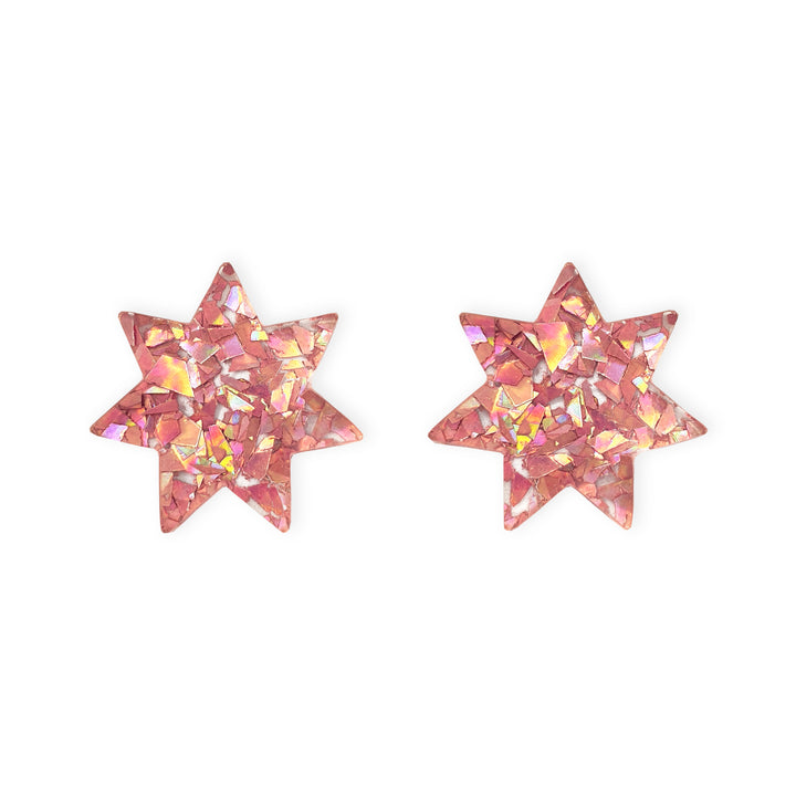 Star Stud Earrings Light Pink Sparkle