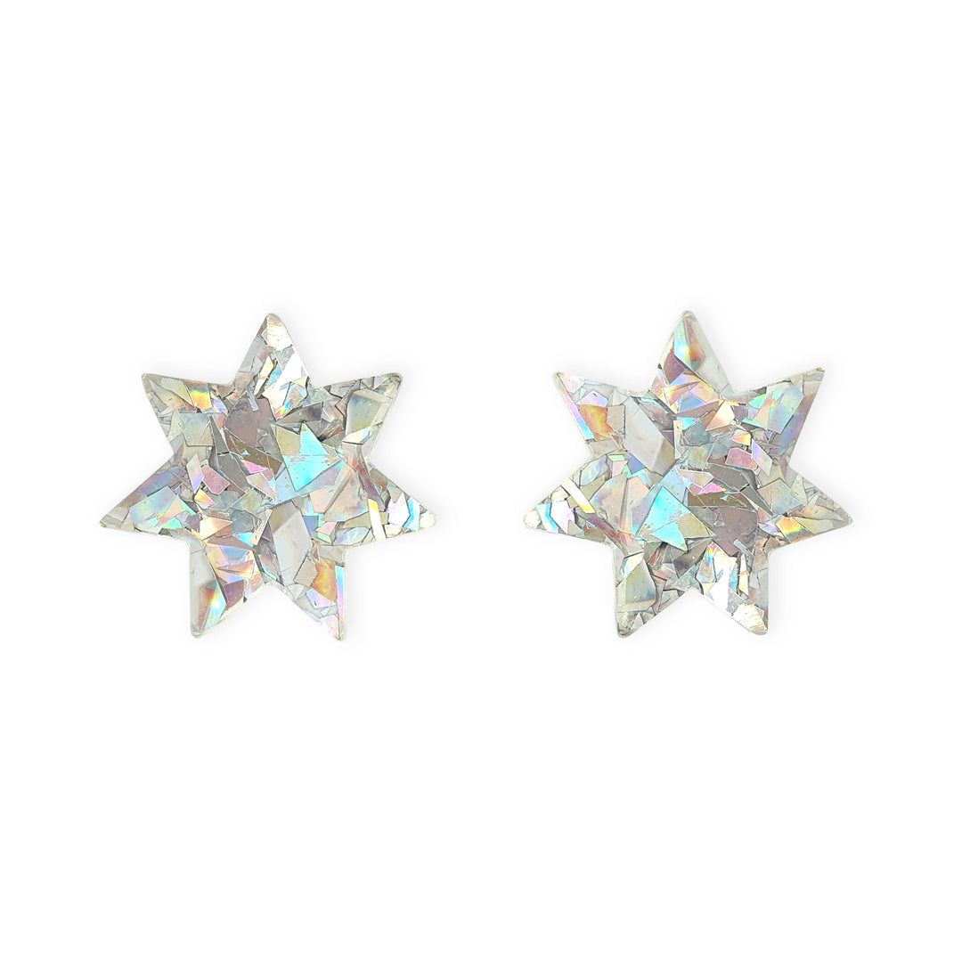 Star Stud Earrings Silver Sparkle