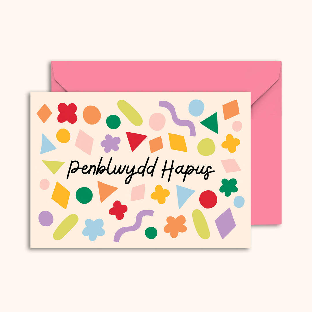 Penblwydd Hapus Welsh Shapes Card | Wholesale