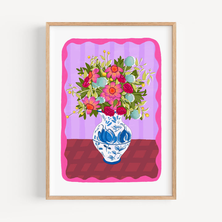 Flowers in Vase Art Print Purple