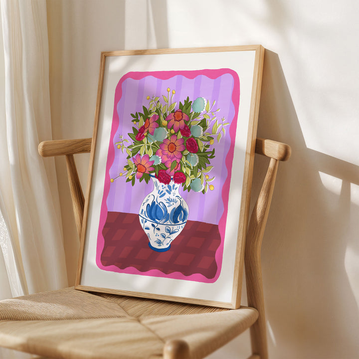 Flowers in Vase Art Print Purple