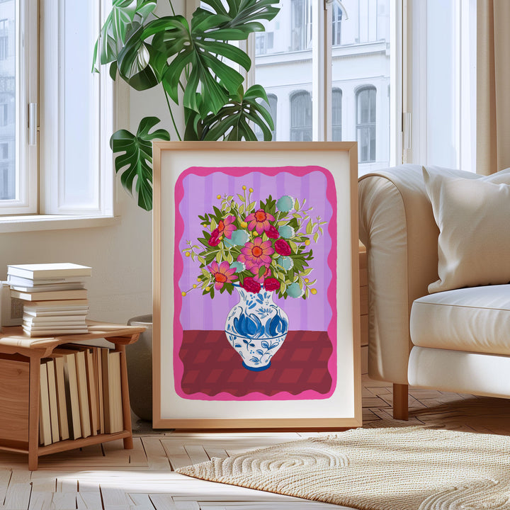 Flowers in Vase Art Print Purple