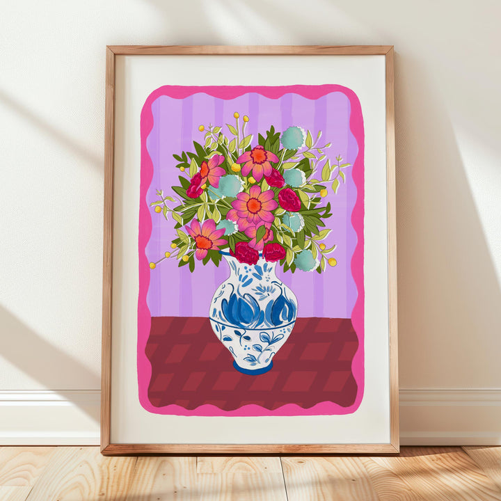 Flowers in Vase Art Print Purple