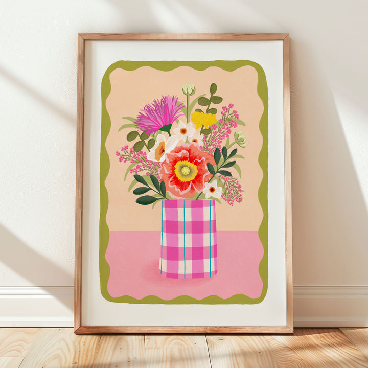 Flowers in Vase Art Print Peach