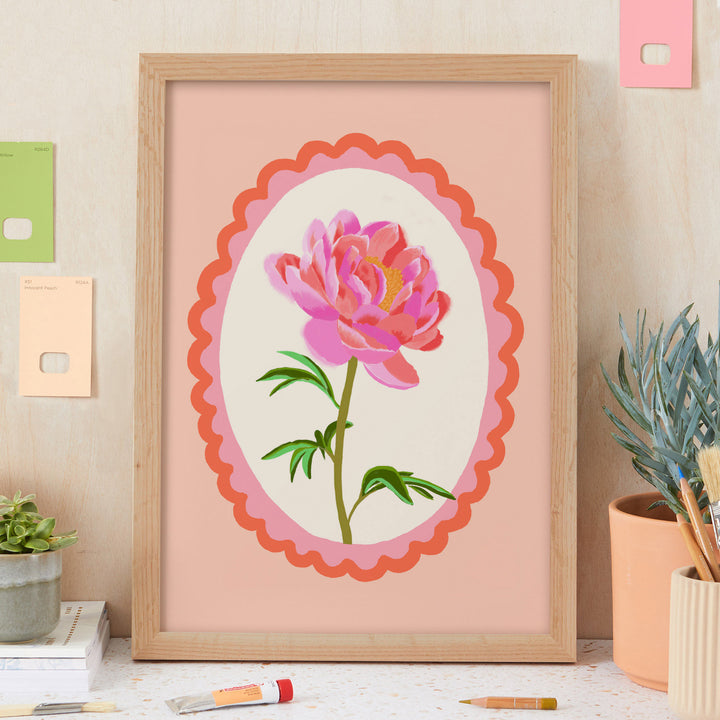 Peony Floral Art Print Pink