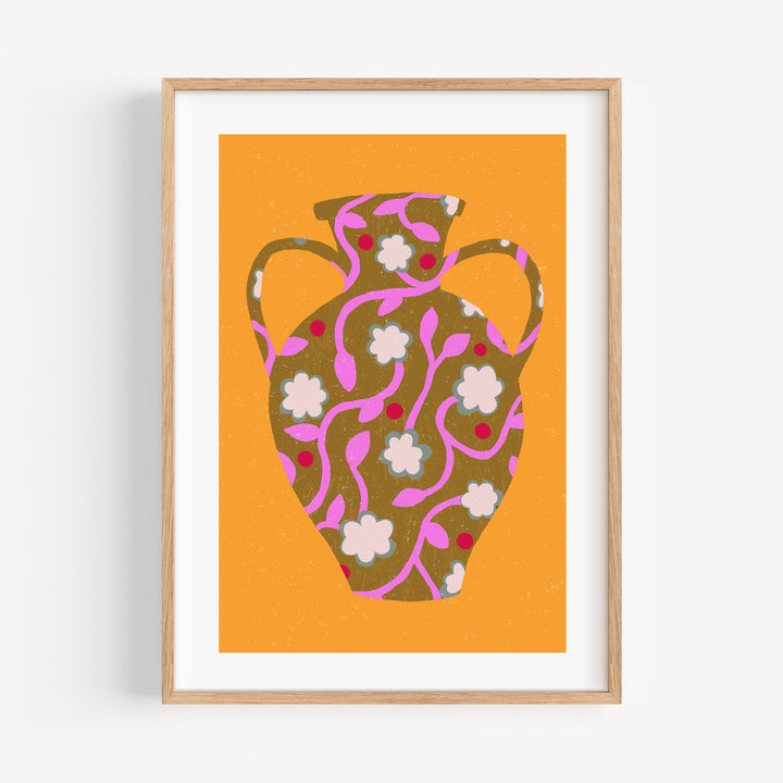 Patterned Vase Yellow Art Print