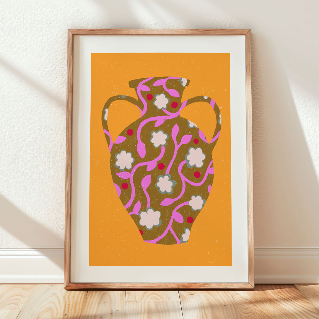 Patterned Vase Yellow Art Print