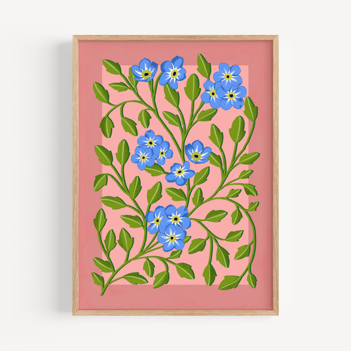 Botanical Patterned Art Print Pink