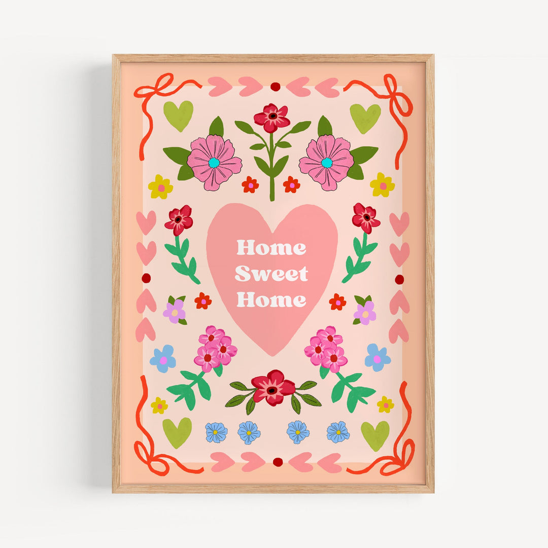 Home Sweet Home Folk Floral Art Print | Wholesale