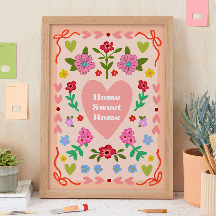 Home Sweet Home Folk Floral Art Print | Wholesale