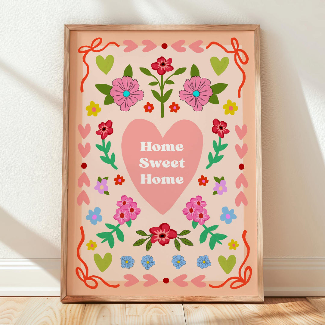 Home Sweet Home Folk Floral Art Print | Wholesale