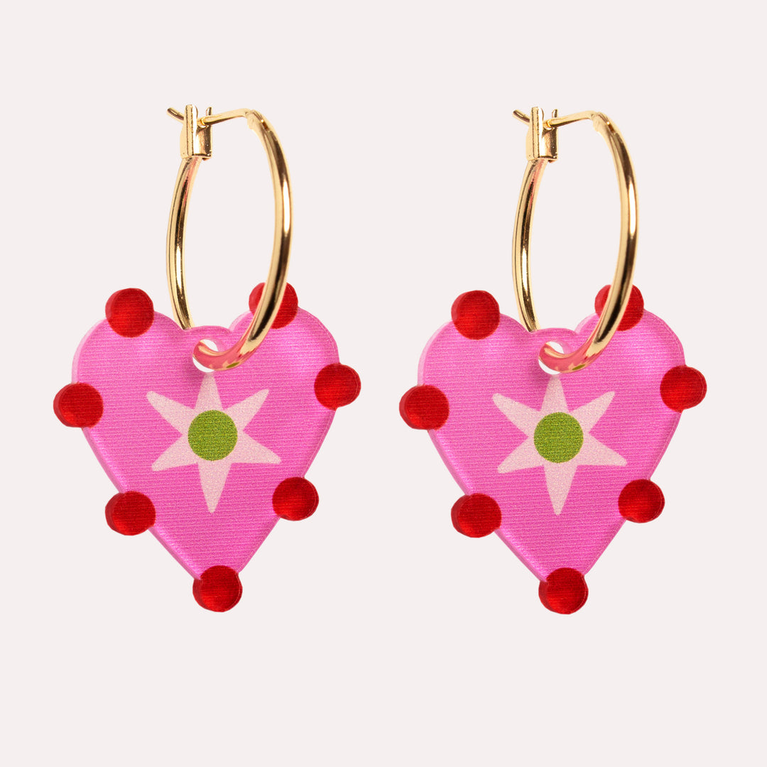 Heart Star Hoop Earrings | Pink