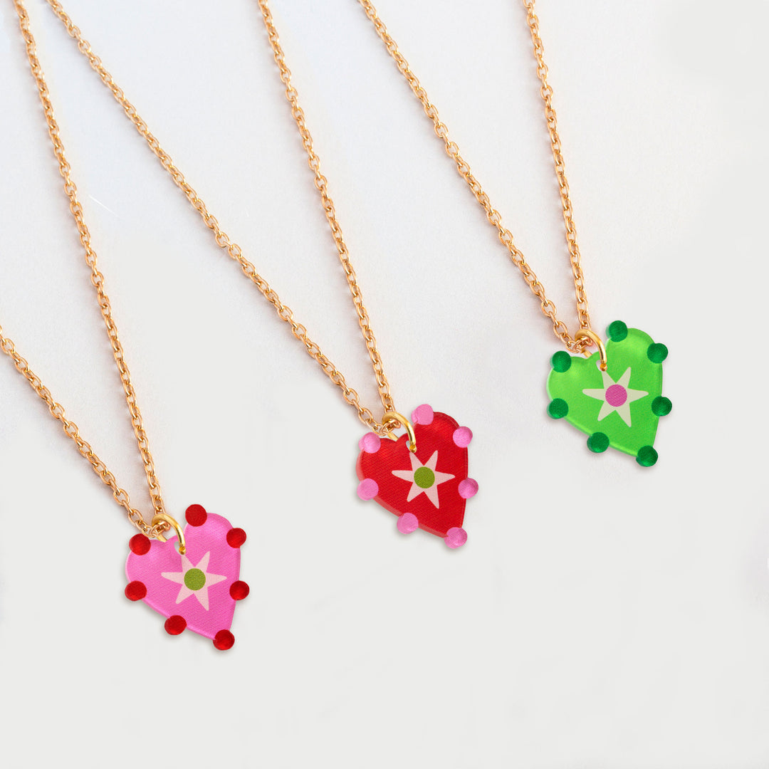 Heart Dot Charm Pendant Necklaces