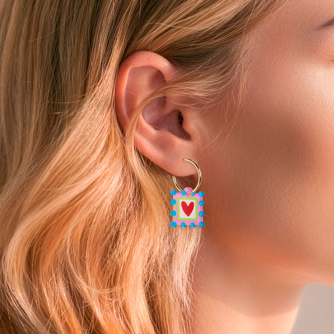 Bobble Charm Hoop Earrings | Pink