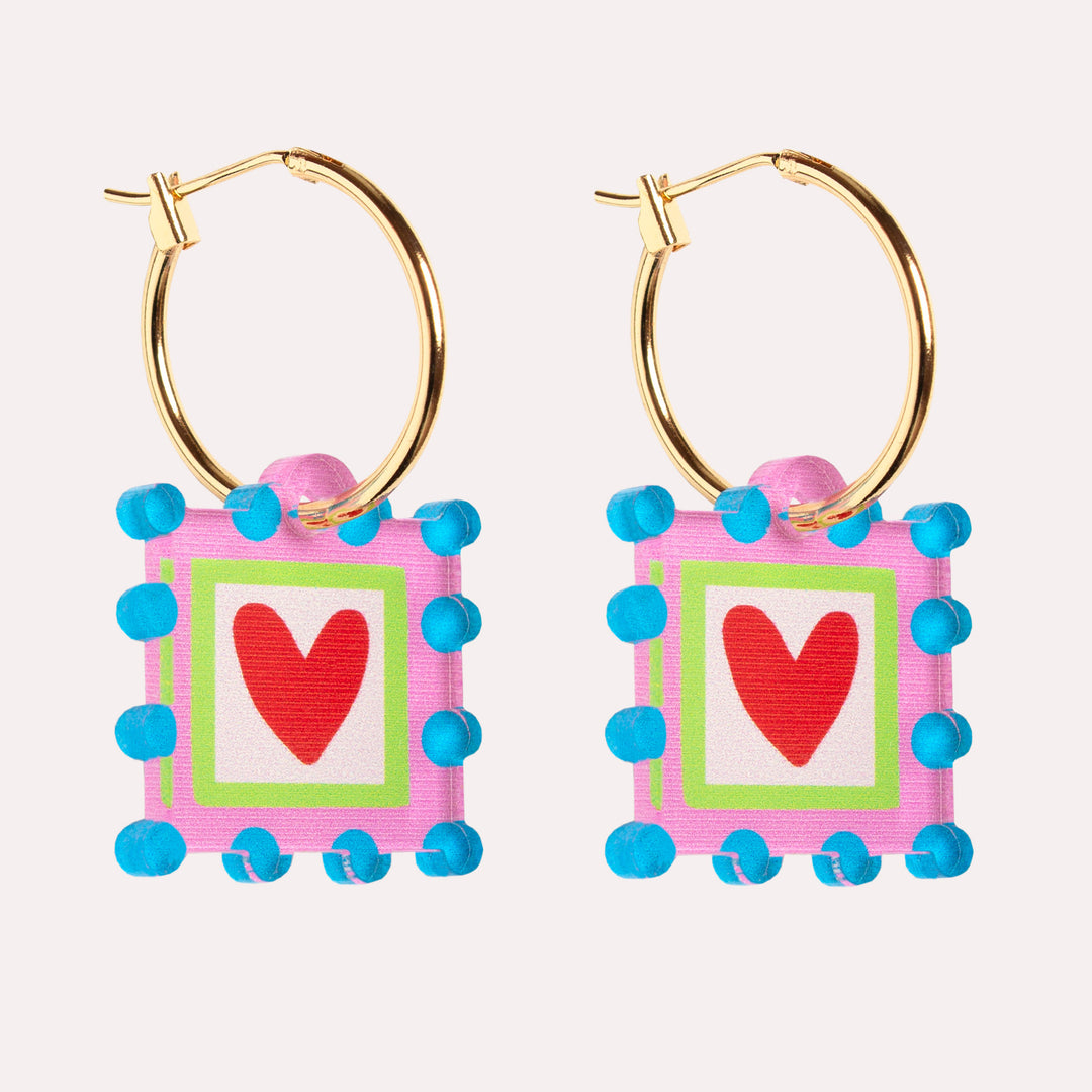 Bobble Charm Hoop Earrings | Pink