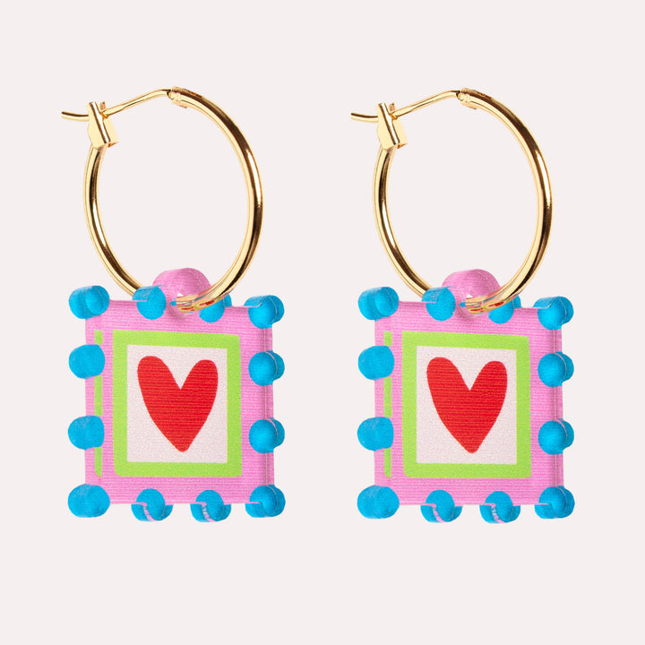 Bobble Charm Hoop Earrings | Pink