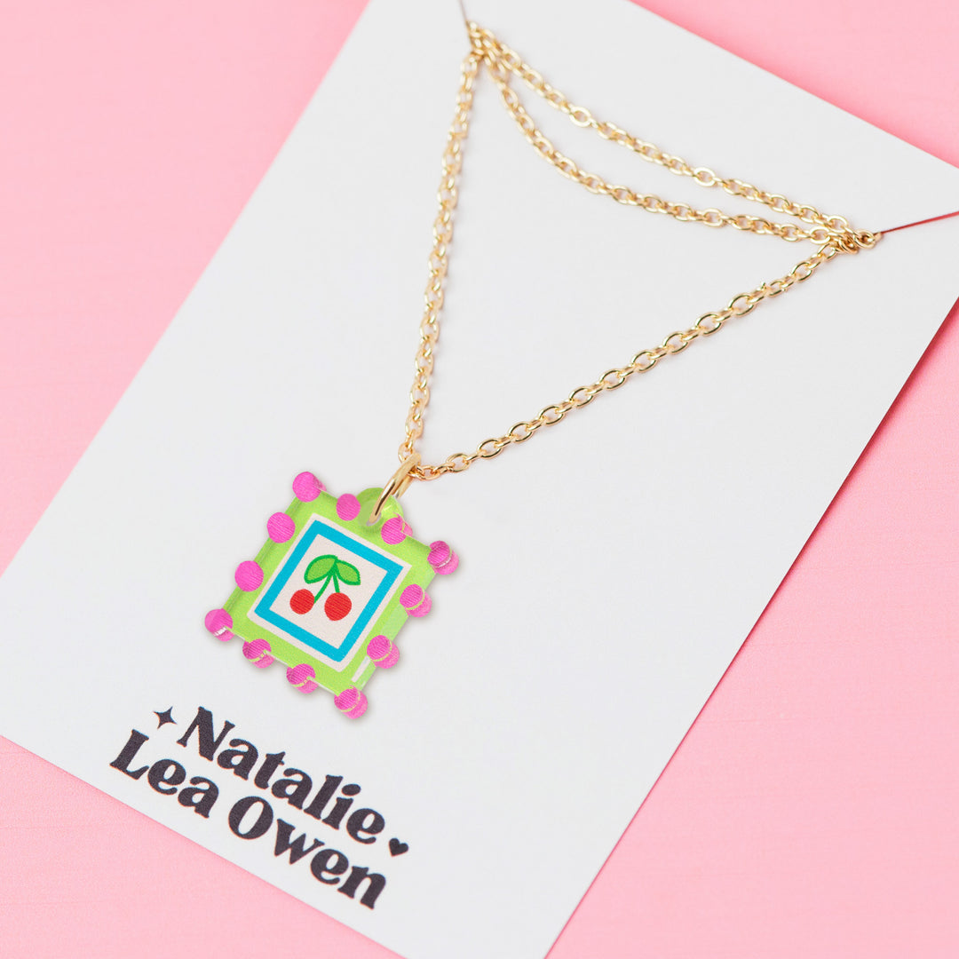Square Dot Charm Pendant Necklaces