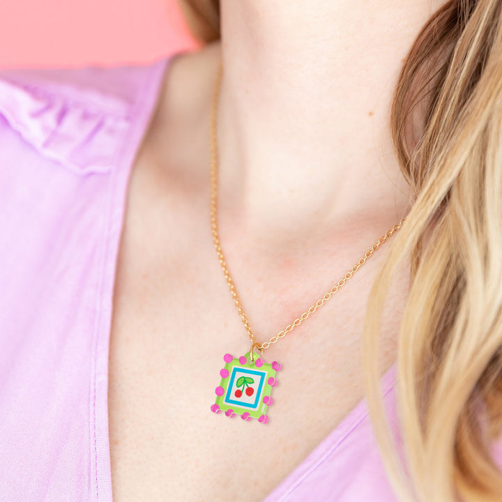 Square Dot Charm Pendant Necklaces