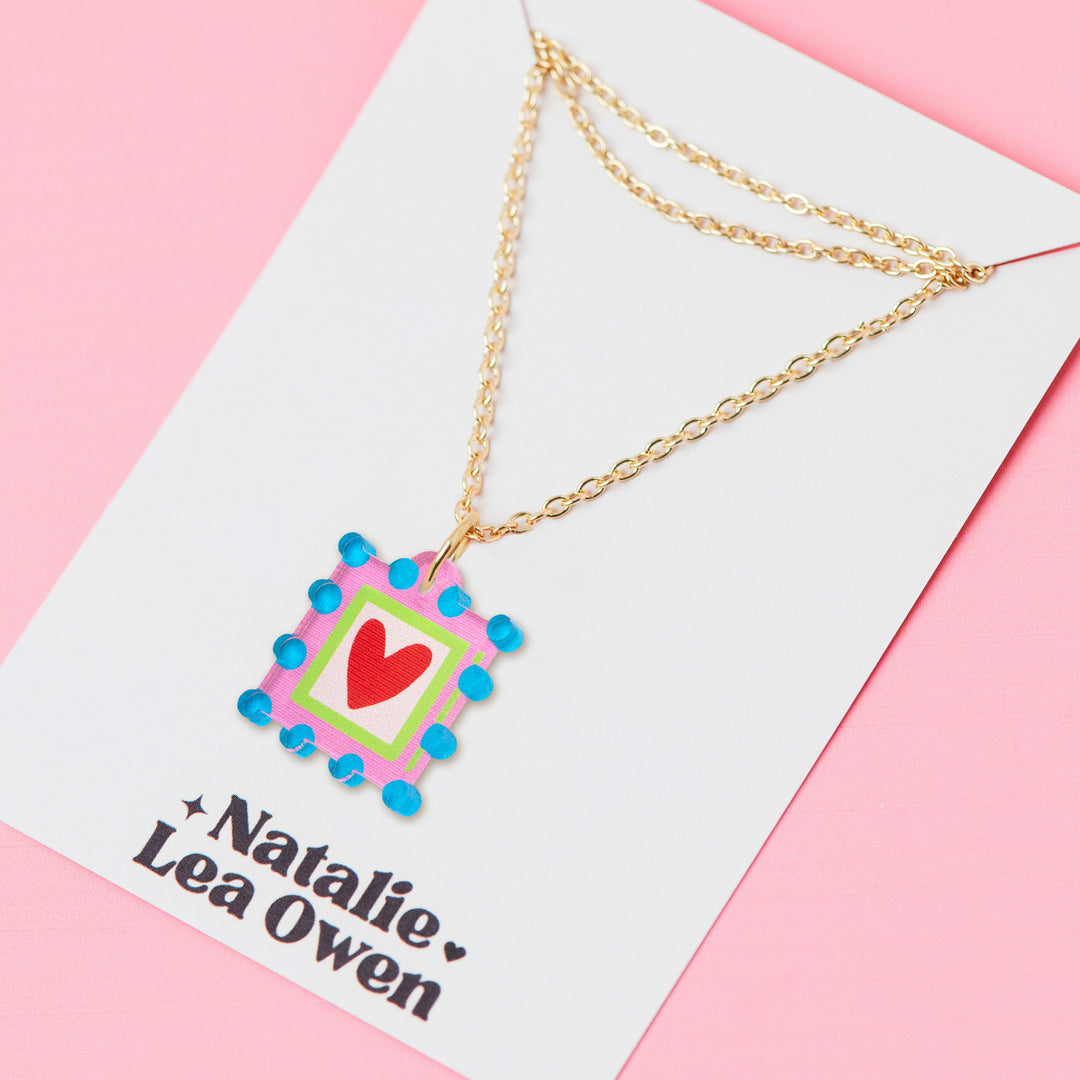 Square Dot Charm Pendant Necklaces