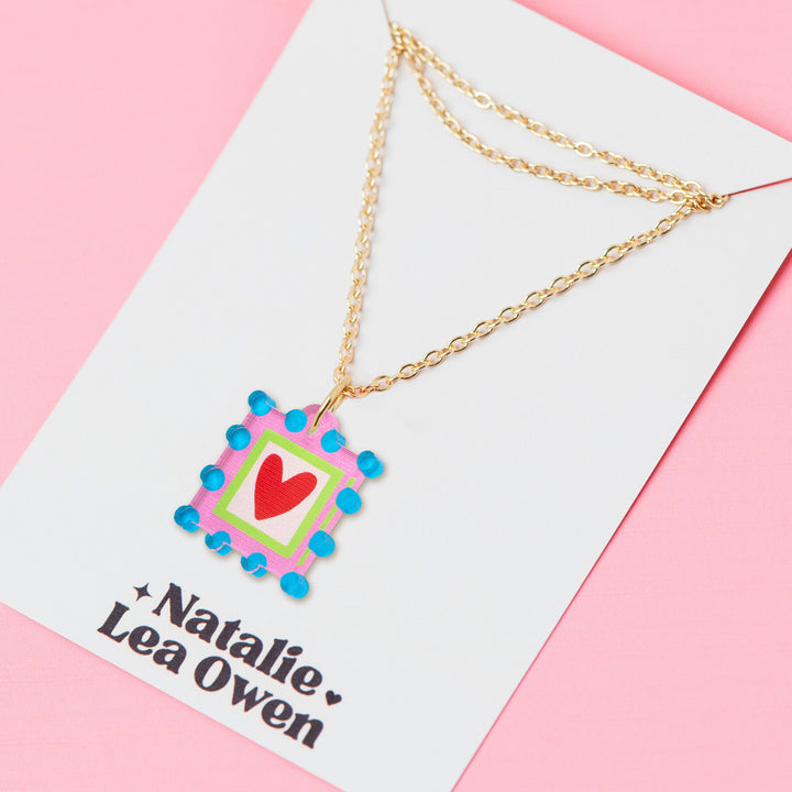 Square Dot Charm Pendant Necklaces