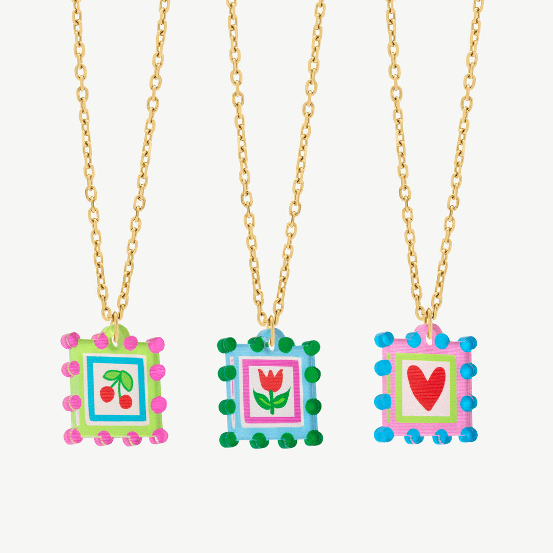 Square Dot Charm Pendant Necklaces