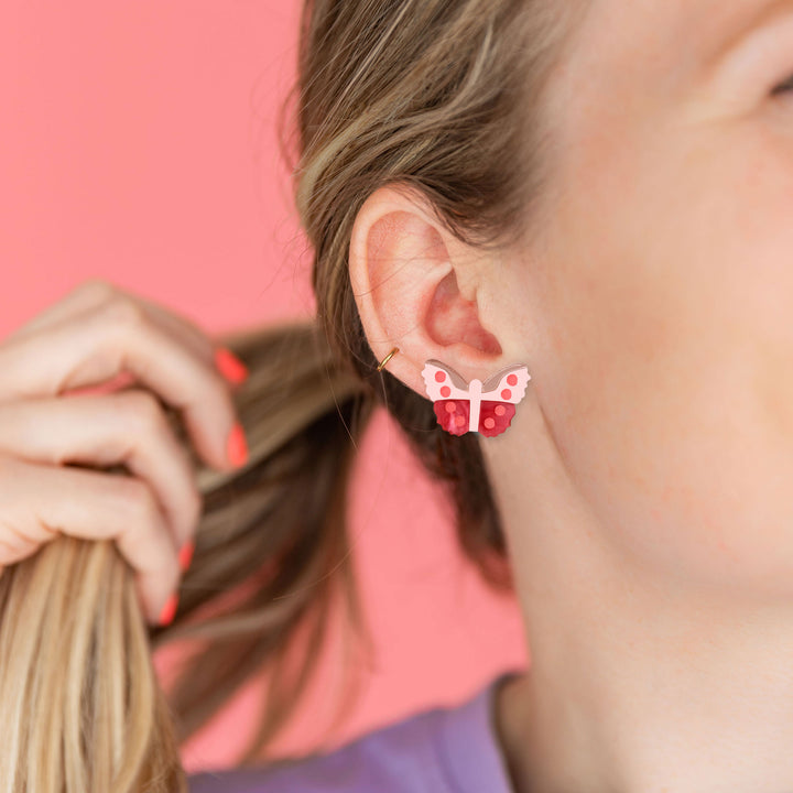 Butterfly Stud Earrings in Pink