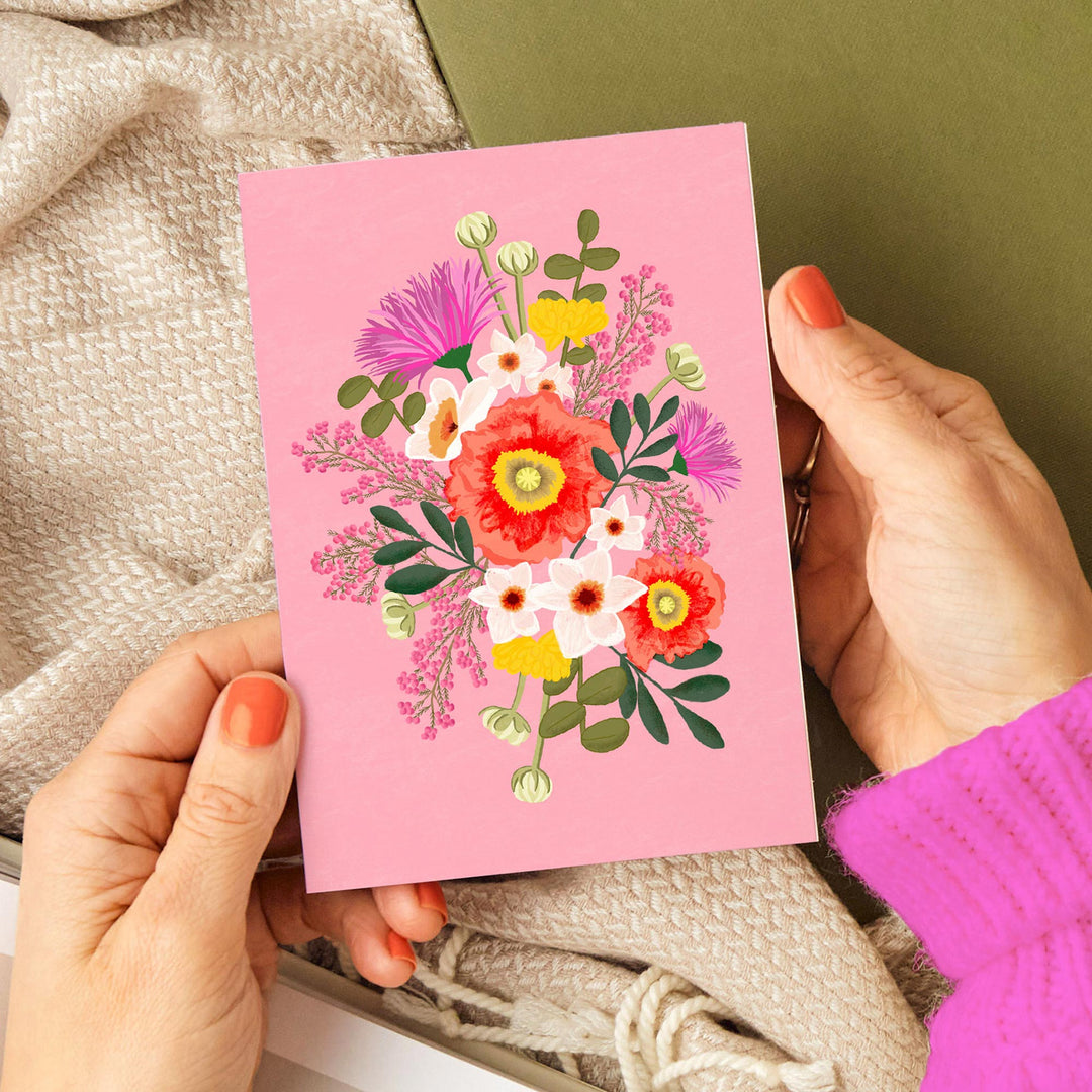 Bouquet Flowers Card Pink