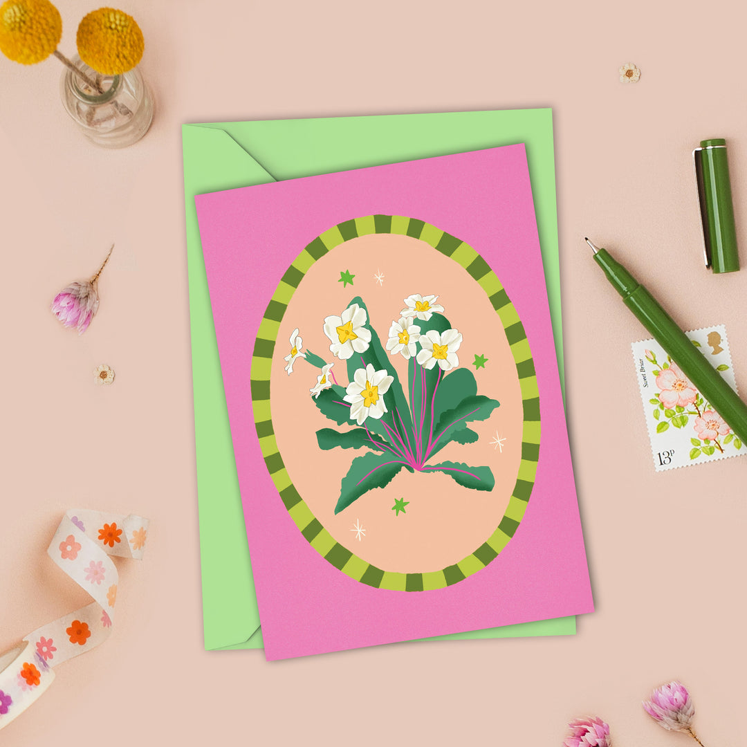 Primrose Flowers Card Border
