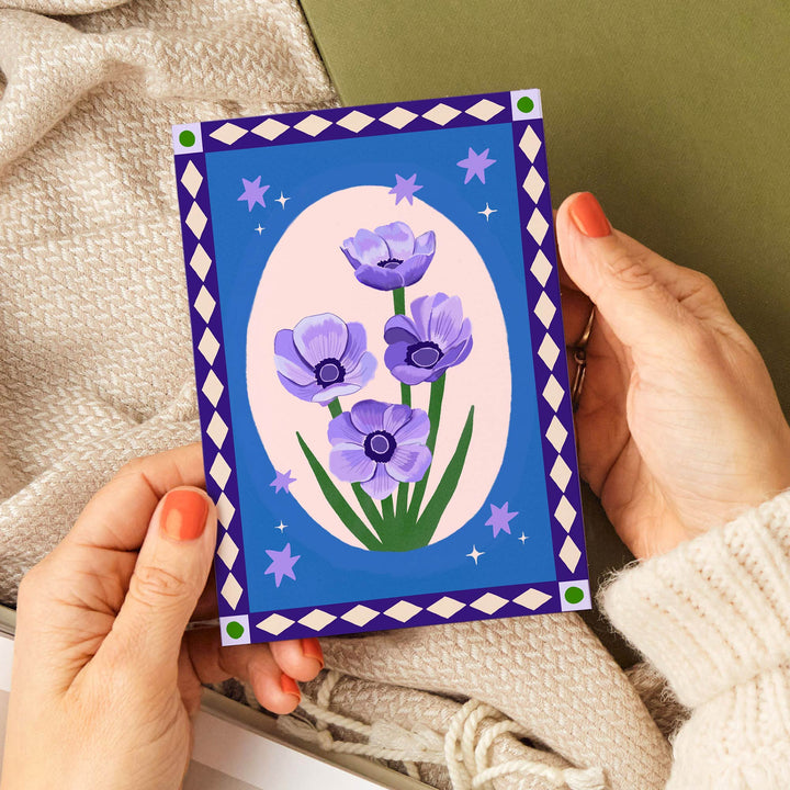 Anemone Greetings Card with Border | Wholesale