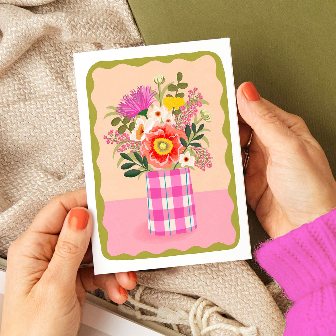Flowers in Vase Card Peach | Wholesale