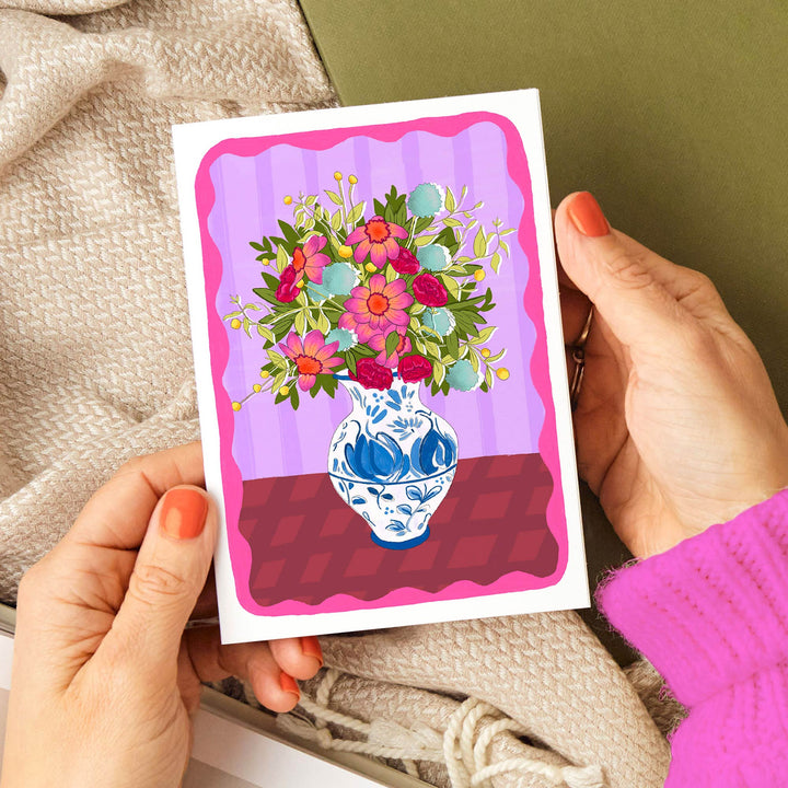 Flowers in Vase Card Purple | Wholesale