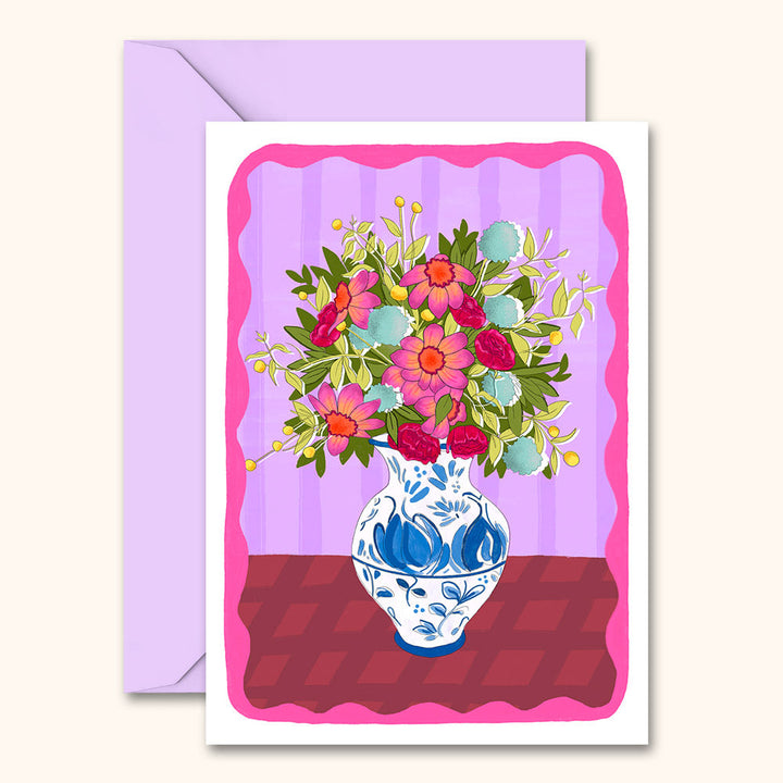 Flowers in Vase Card Purple | Wholesale