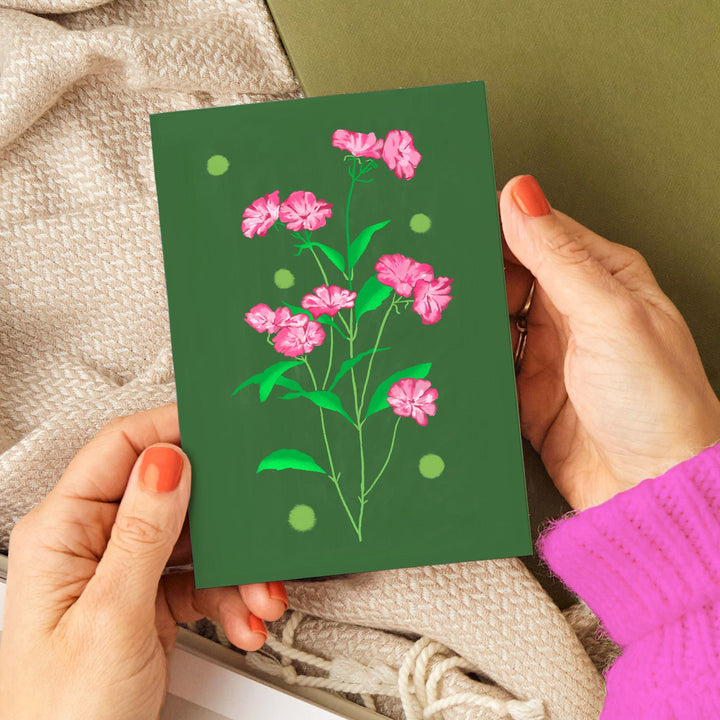 Delicate Floral Card Green