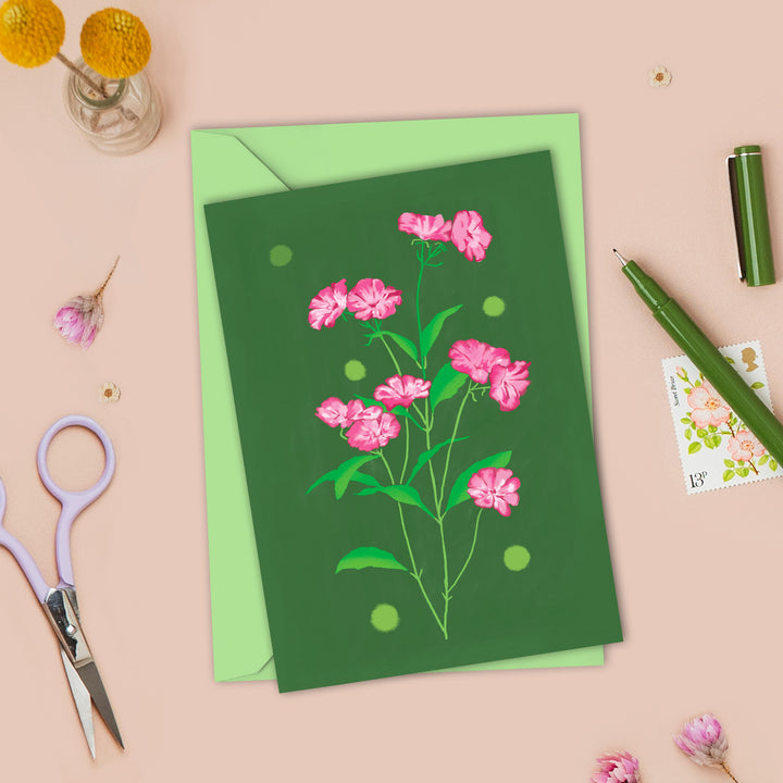 Delicate Floral Card Green
