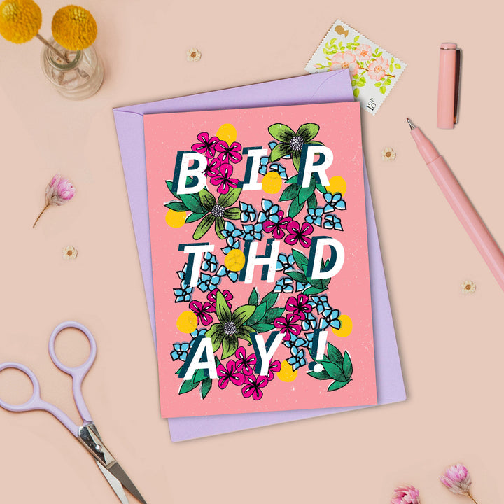 Birthday Floral Type Card