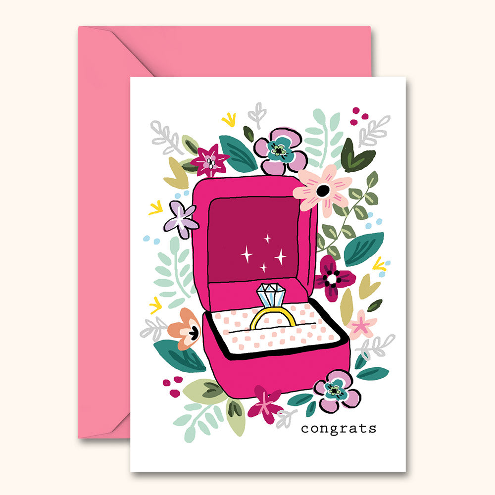 Wedding Engagement Floral Illustrated Card