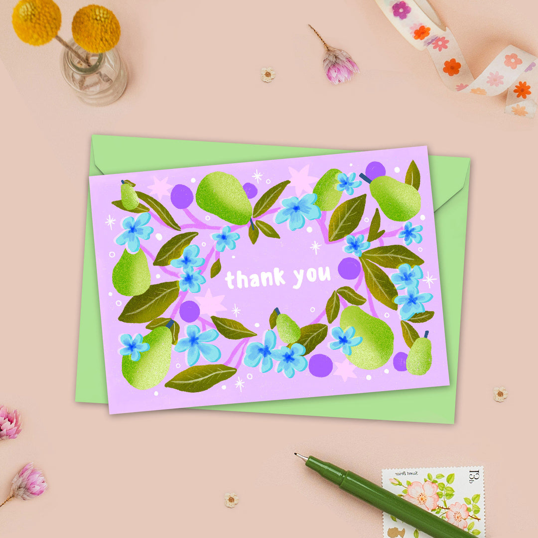 Floral Pears Thank You Card