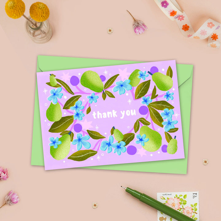 Floral Pears Thank You Card